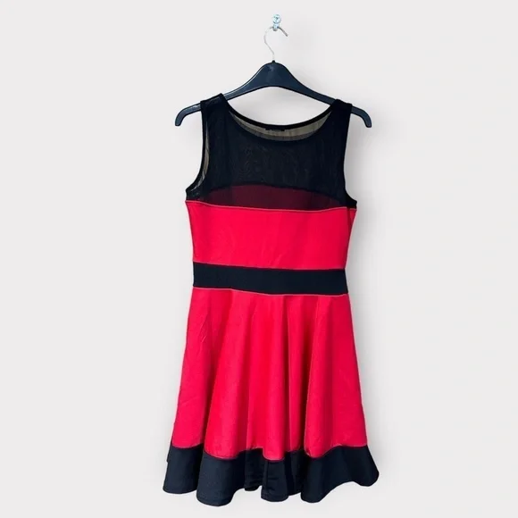 Skater black & red dress mesh detail size 12 used chemistry ladies party - Picture 3 of 14